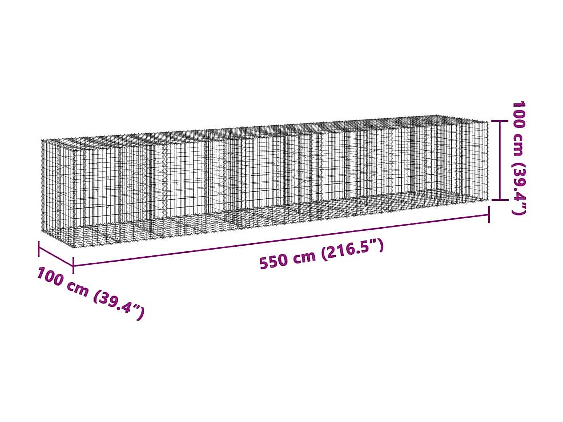 Schanskorf 550x100x100 cm gegalvaniseerd ijzer zilverkleurig