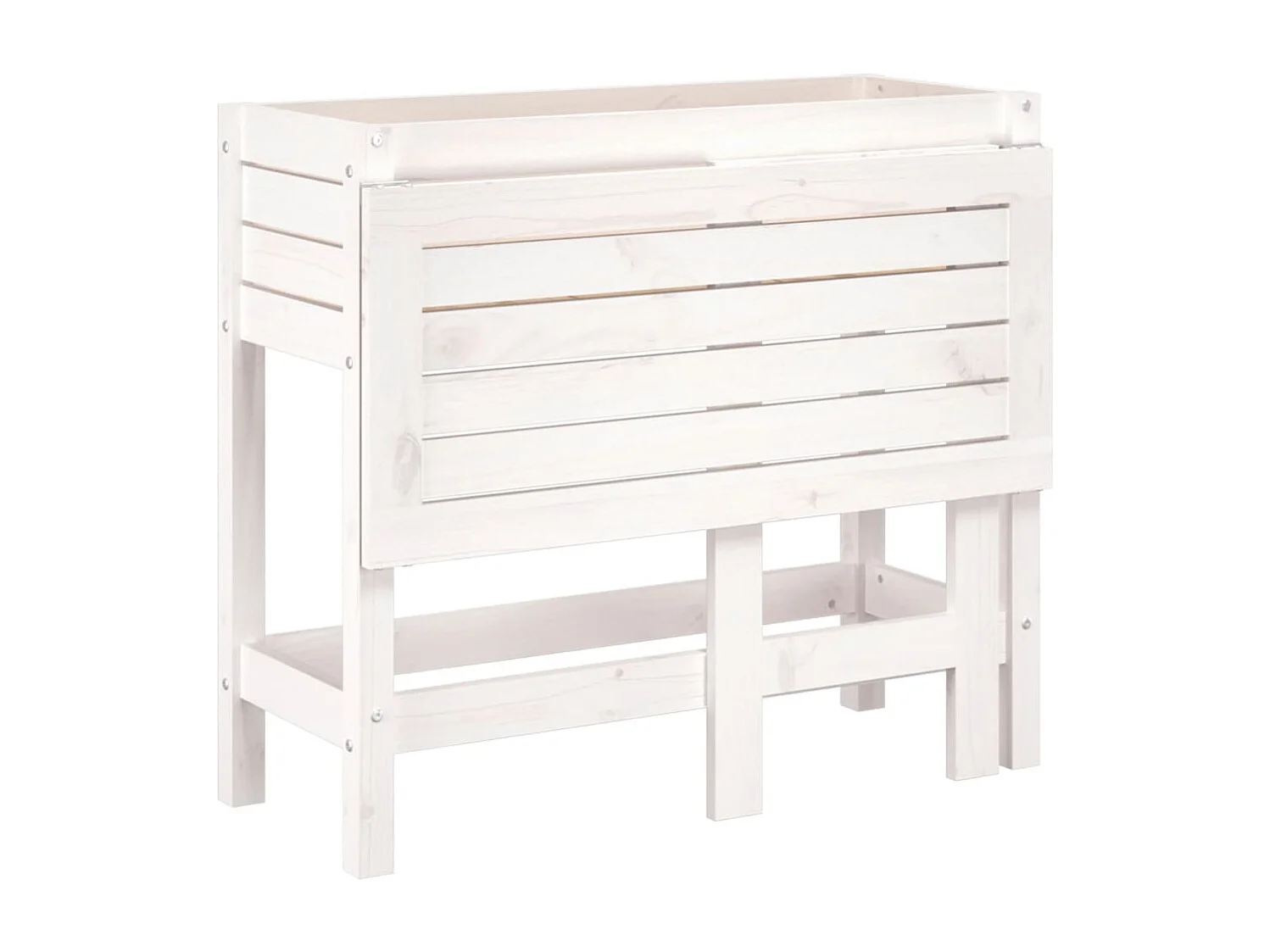 Jardinière de jardin avec plateau pliant blanc bois pin massif