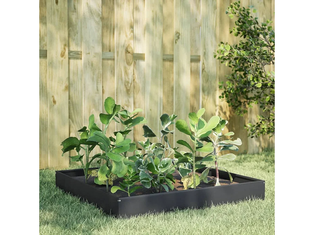 Canteiro elevado de jardim 100x100x26 cm aço antracite