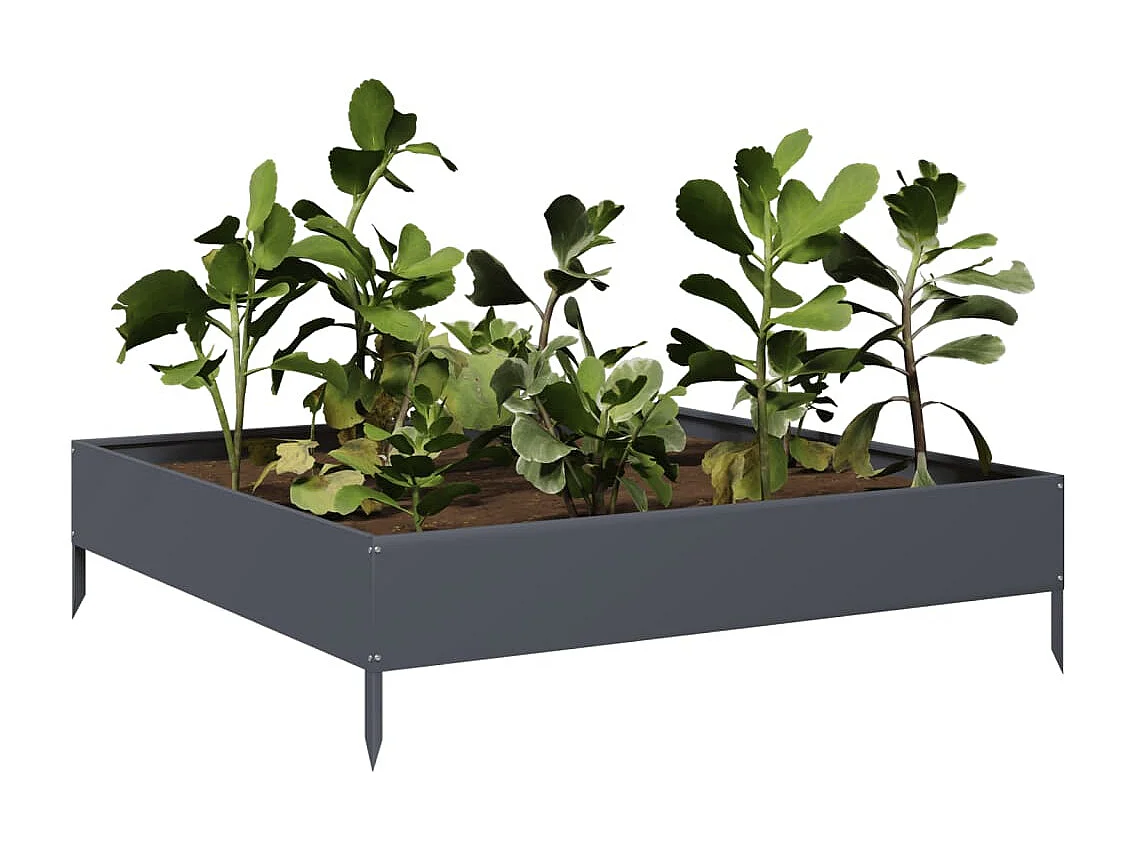 Canteiro elevado de jardim 100x100x26 cm aço antracite