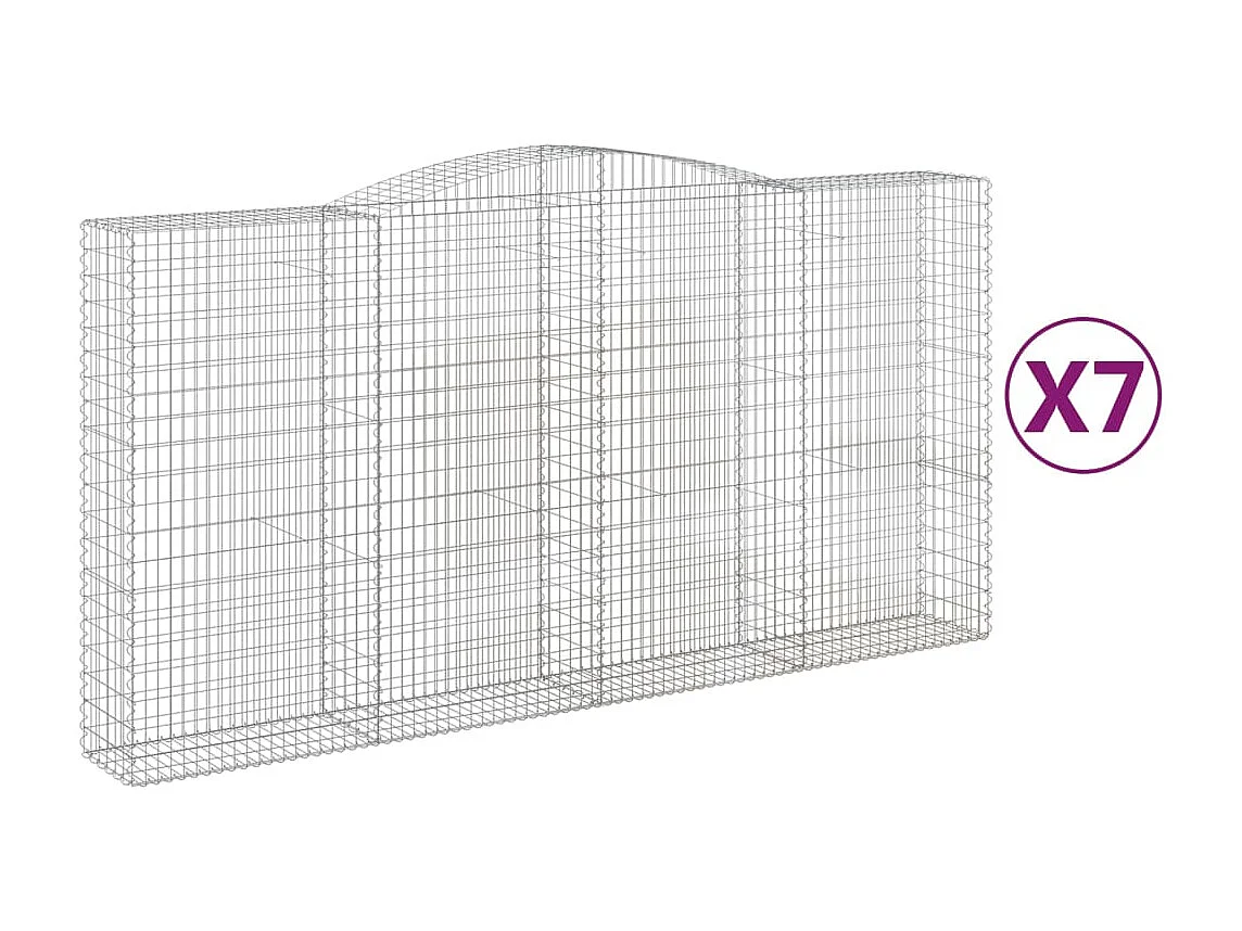 Paniers à gabions arqués 7 pcs 400x50x200/220 cm Fer galvanisé