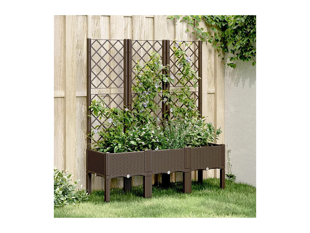 Pflanzkübel mit Rankgitter Braun 120x40x142 cm PP
