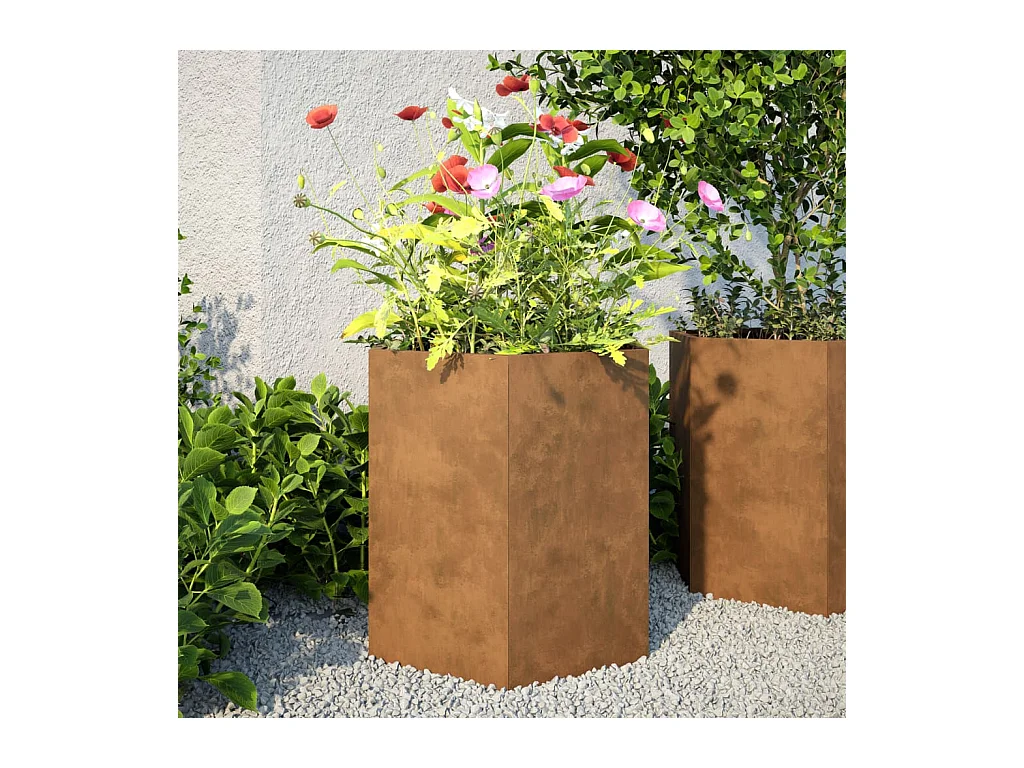 Jardinière hexagone 46x40x45 cm acier corten