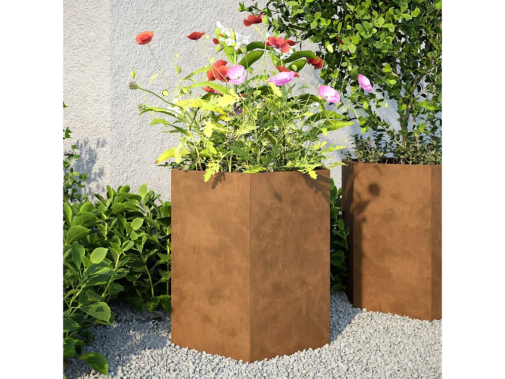 Jardinière hexagone 46x40x45 cm acier corten