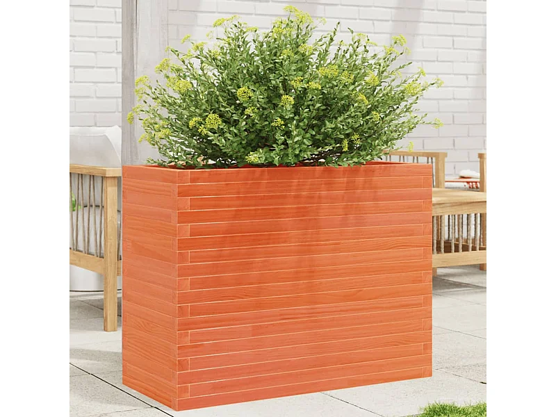 Jardinera madera maciza de pino marrón cera 90x40x68,5 cm
