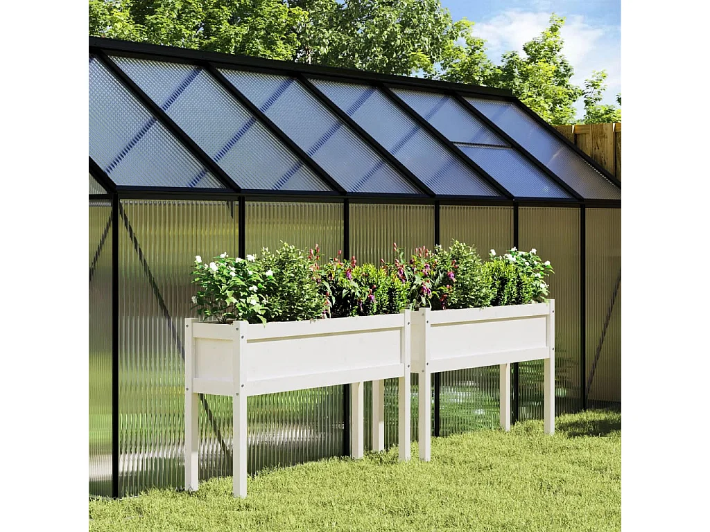 Jardinières 2 pcs avec pieds blanc bois de pin massif