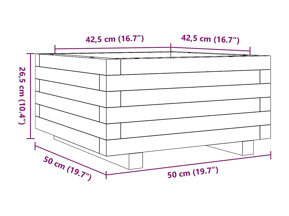 Pflanzkübel 50x50x26,5 cm Massivholz Douglasie