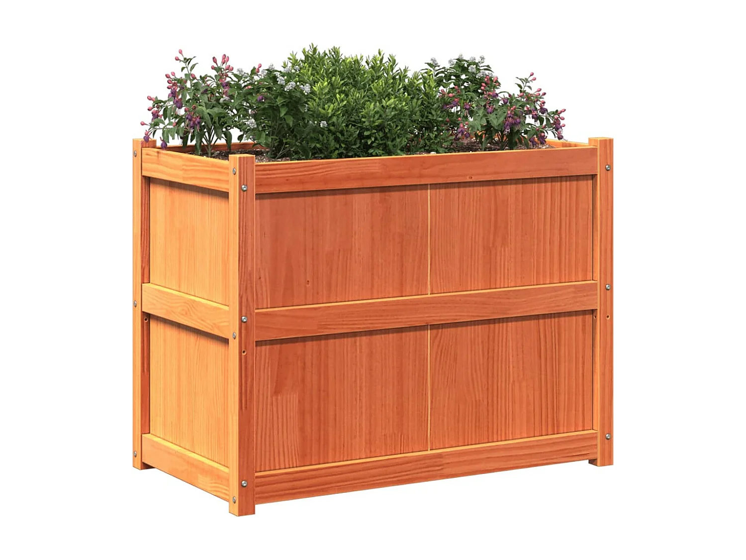 Jardinière cire marron 90x50x70 cm bois de pin massif