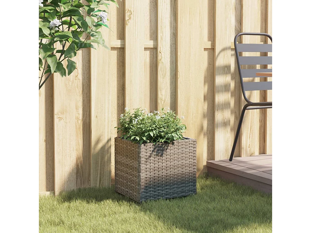 Jardinière gris 36x30x32 cm résine tressée