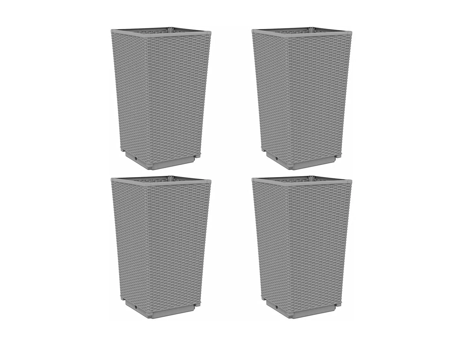 Vasos/floreiras 4 pcs 32,5x32,5x57 cm PP cinzento-claro