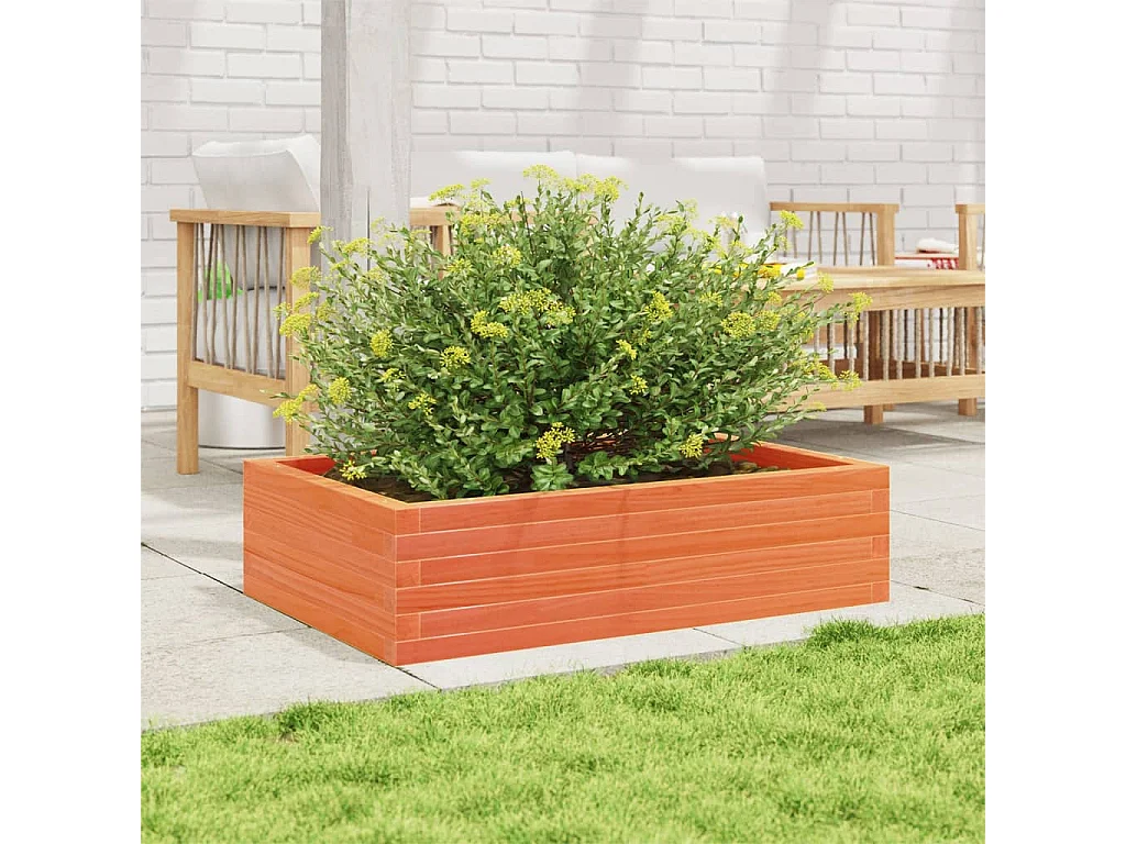 Jardinière cire marron 90x60x23 cm bois de pin massif