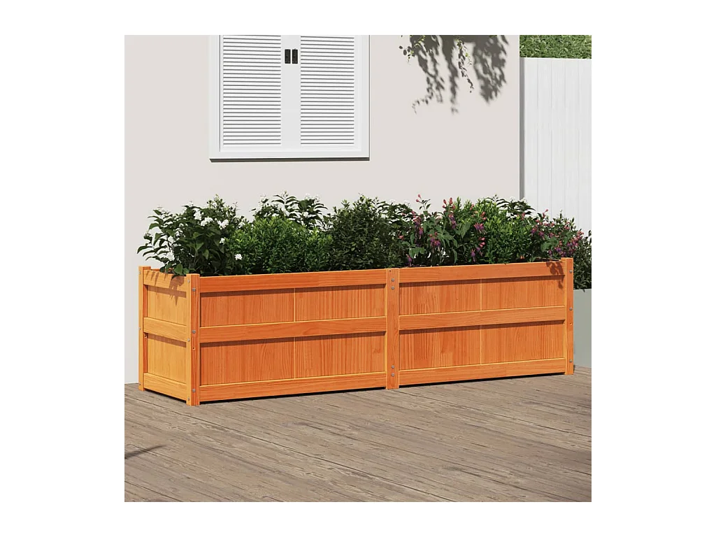Fioriera Giardino Marrone Cera 180x50x50 cm Legno Massello Pino