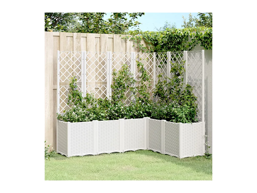 Jardinière avec treillis blanc 160x120x140 cm PP