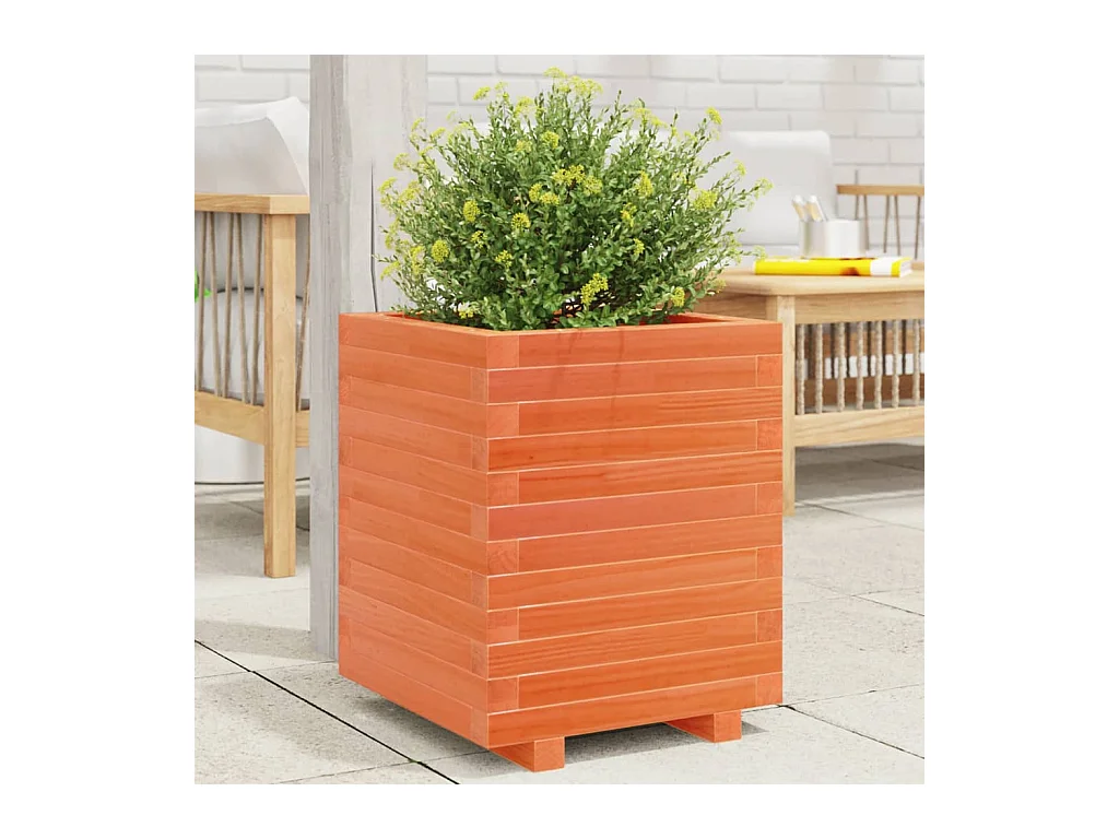 Plantenbak 40x40x49,5 cm massief grenenhout wasbruin
