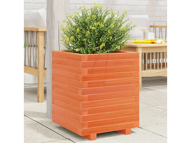 Jardinière cire marron 40x40x49,5 cm bois de pin massif