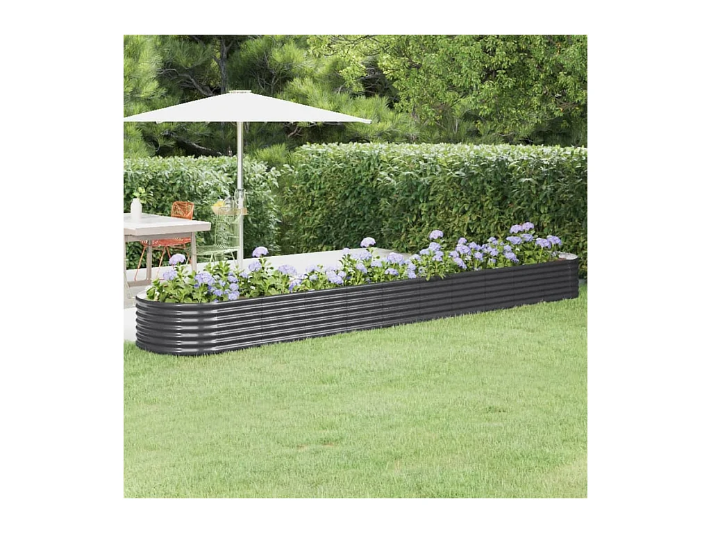 Plantenbak 440x80x36 cm gepoedercoat staal antracietkleurig