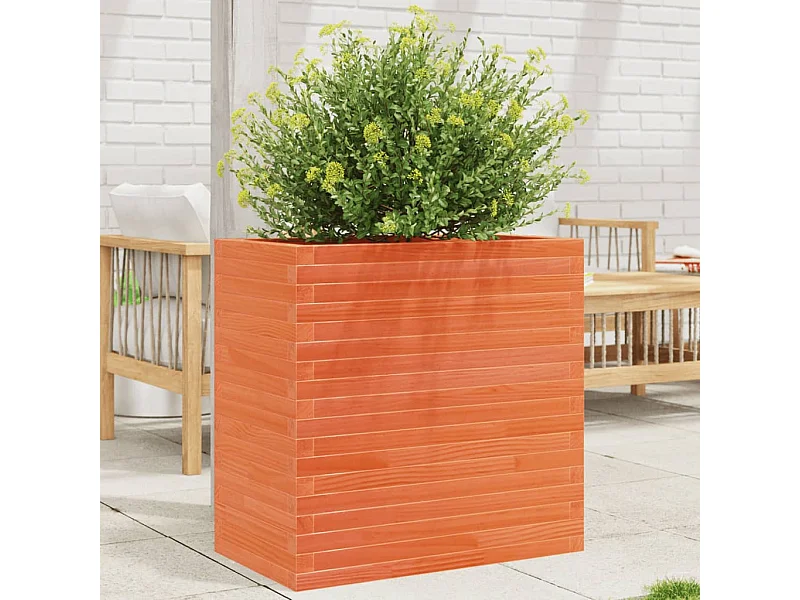 Jardinière cire marron 70x40x68,5 cm bois de pin massif