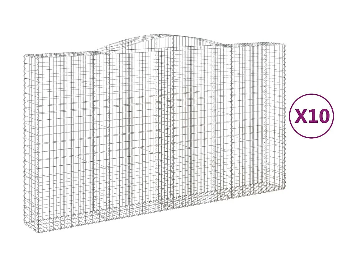 Paniers à gabions arqués 10 pcs 400x50x220/240 cm Fer galvanisé