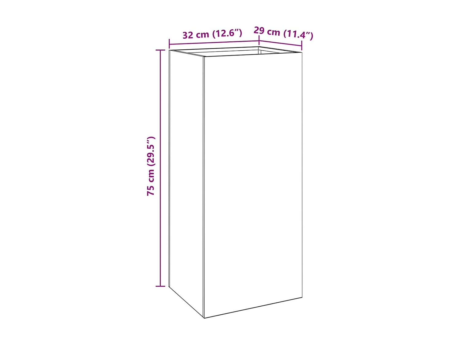 Plantenbak 32x29x75 cm staal antracietkleurig