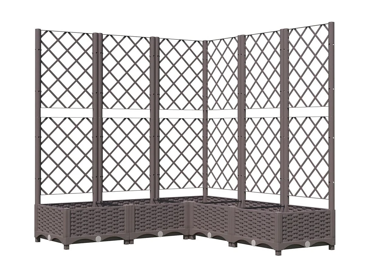 Plantenbak met latwerk 120x120x121,5 cm polypropeen bruin