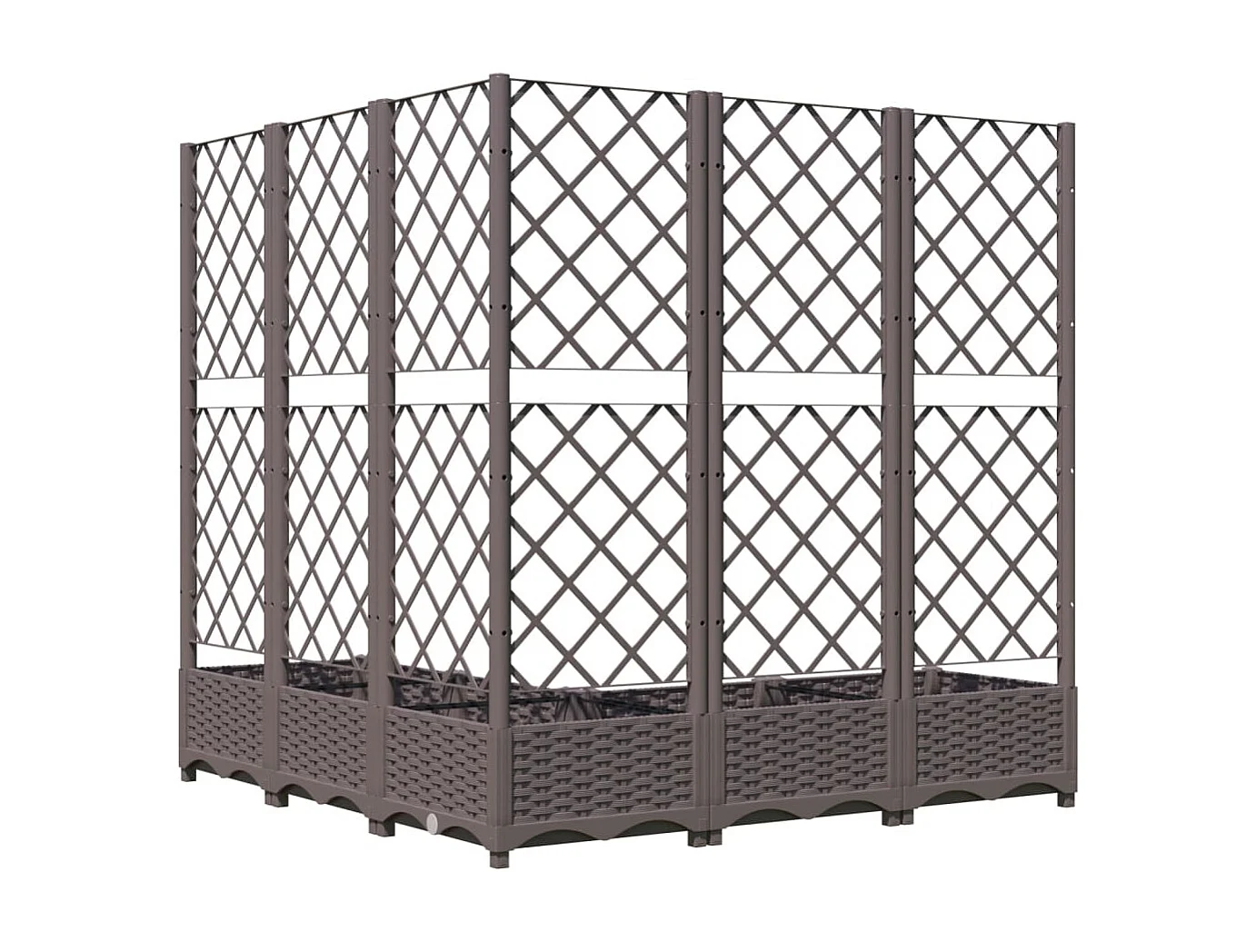 Plantenbak met latwerk 120x120x121,5 cm polypropeen bruin