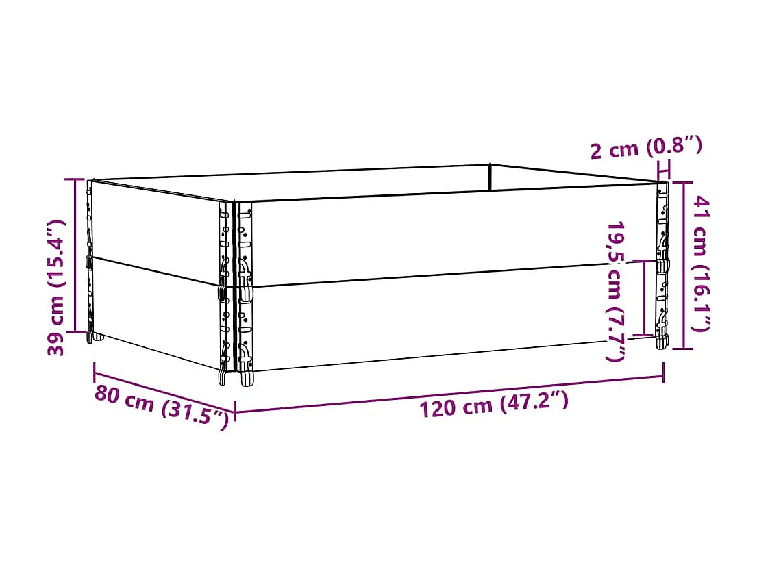 Vaso/floreira para jardim 120x80 cm pinho maciço cinzento