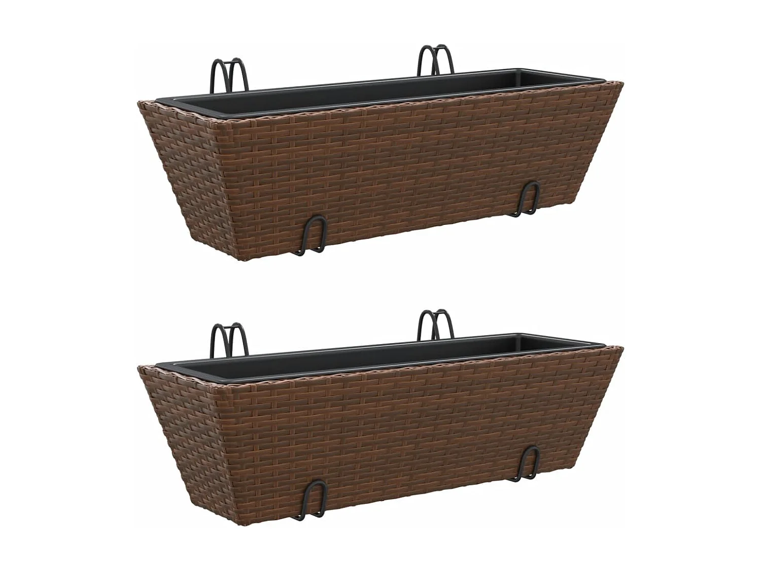 Fioriere con Ganci 2 pz Marroni in Polyrattan