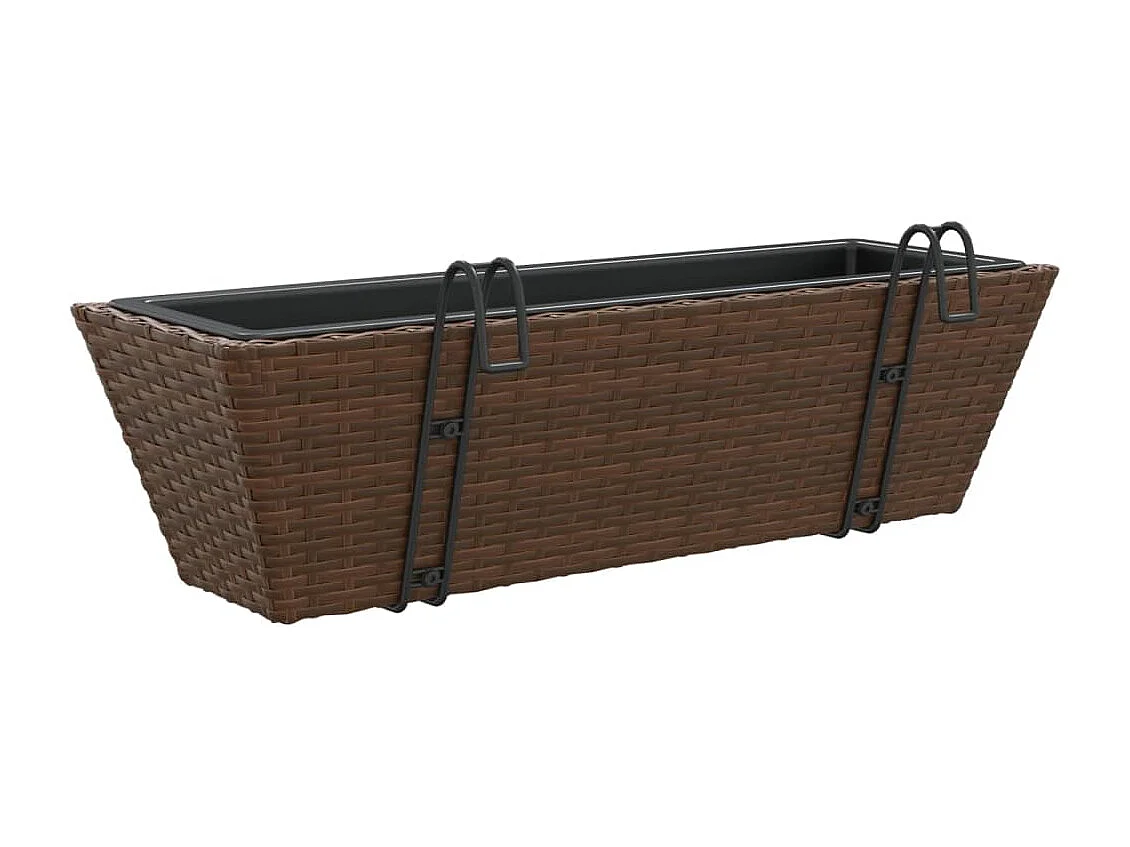 Fioriere con Ganci 2 pz Marroni in Polyrattan