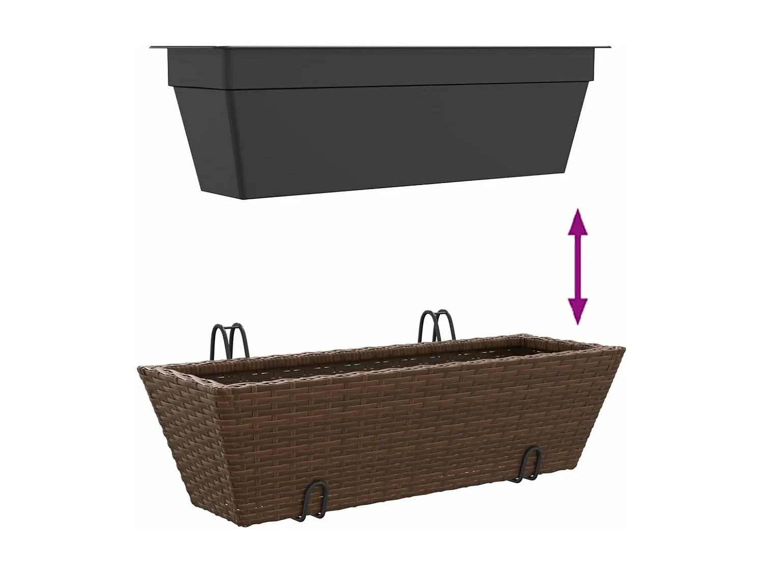 Fioriere con Ganci 2 pz Marroni in Polyrattan