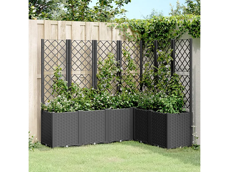 Pflanzkübel mit Rankgitter Schwarz 160x120x140 cm PP