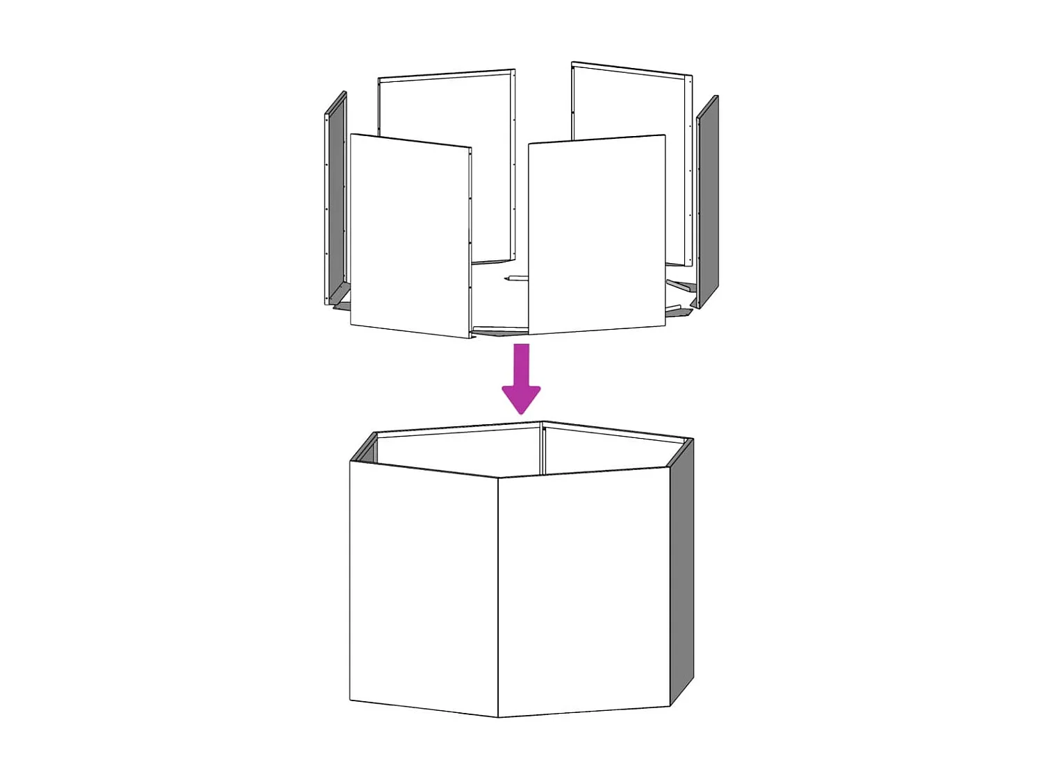 Vaso/floreira de jardim hexagonal 46x40x45 cm aço antracite