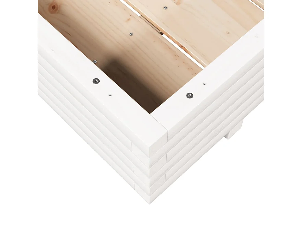 Jardinière blanc 110x110x26,5 cm bois de pin massif