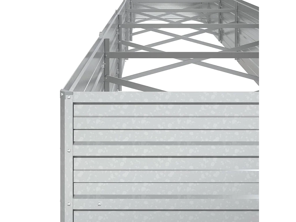 Canteiro elevado de jardim 600x80x45cm aço galvanizado prateado