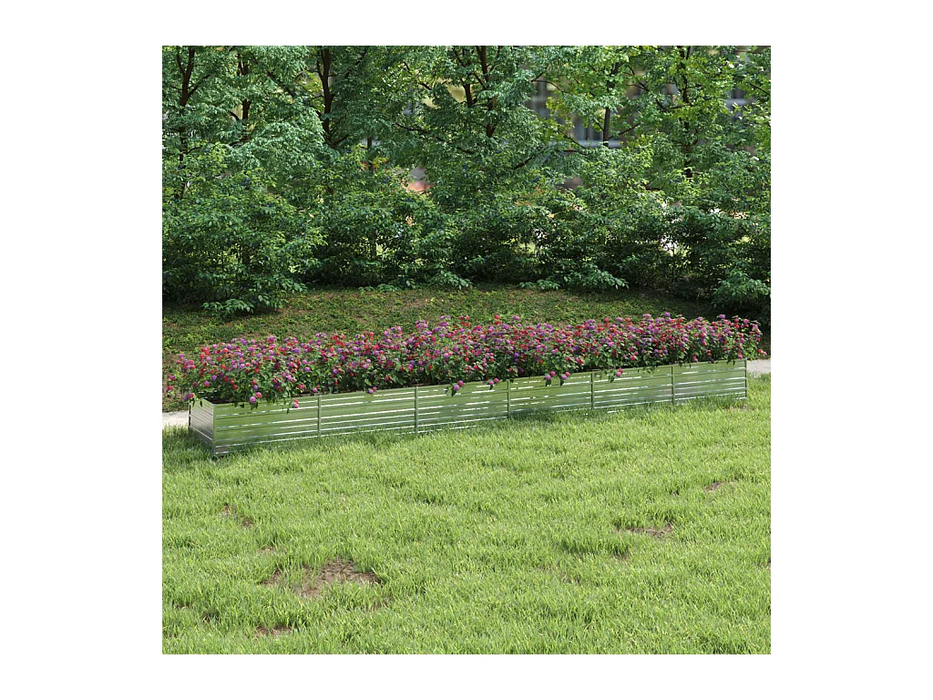 Letto Rialzato Giardino 600x80x45 cm in Acciaio Zincato Argento