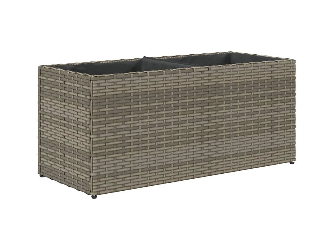 Hochbeet mit 2 Fächern Grau 72x30x32 cm Poly Rattan