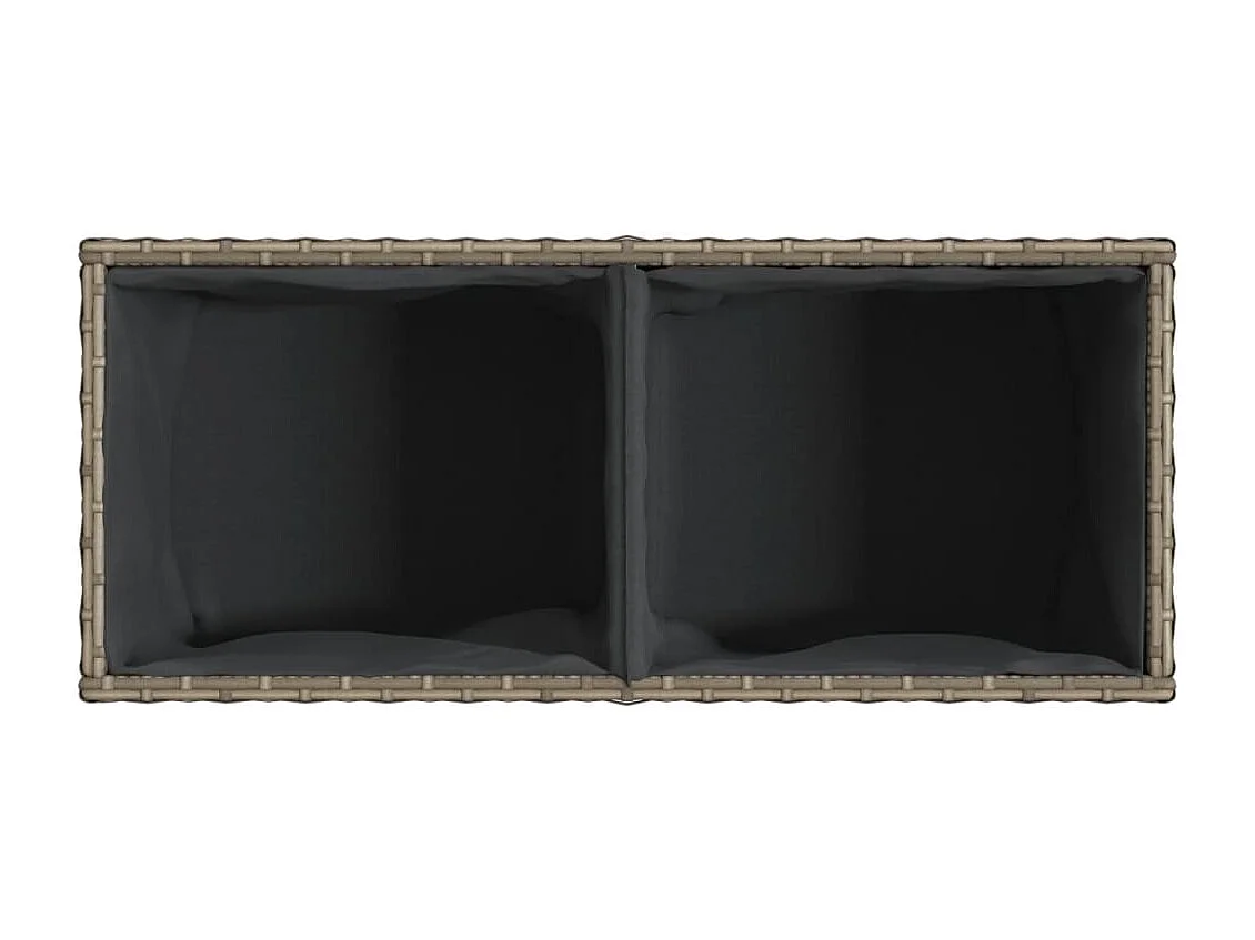 Jardinière avec 2 pots gris 72x30x32 cm résine tressée