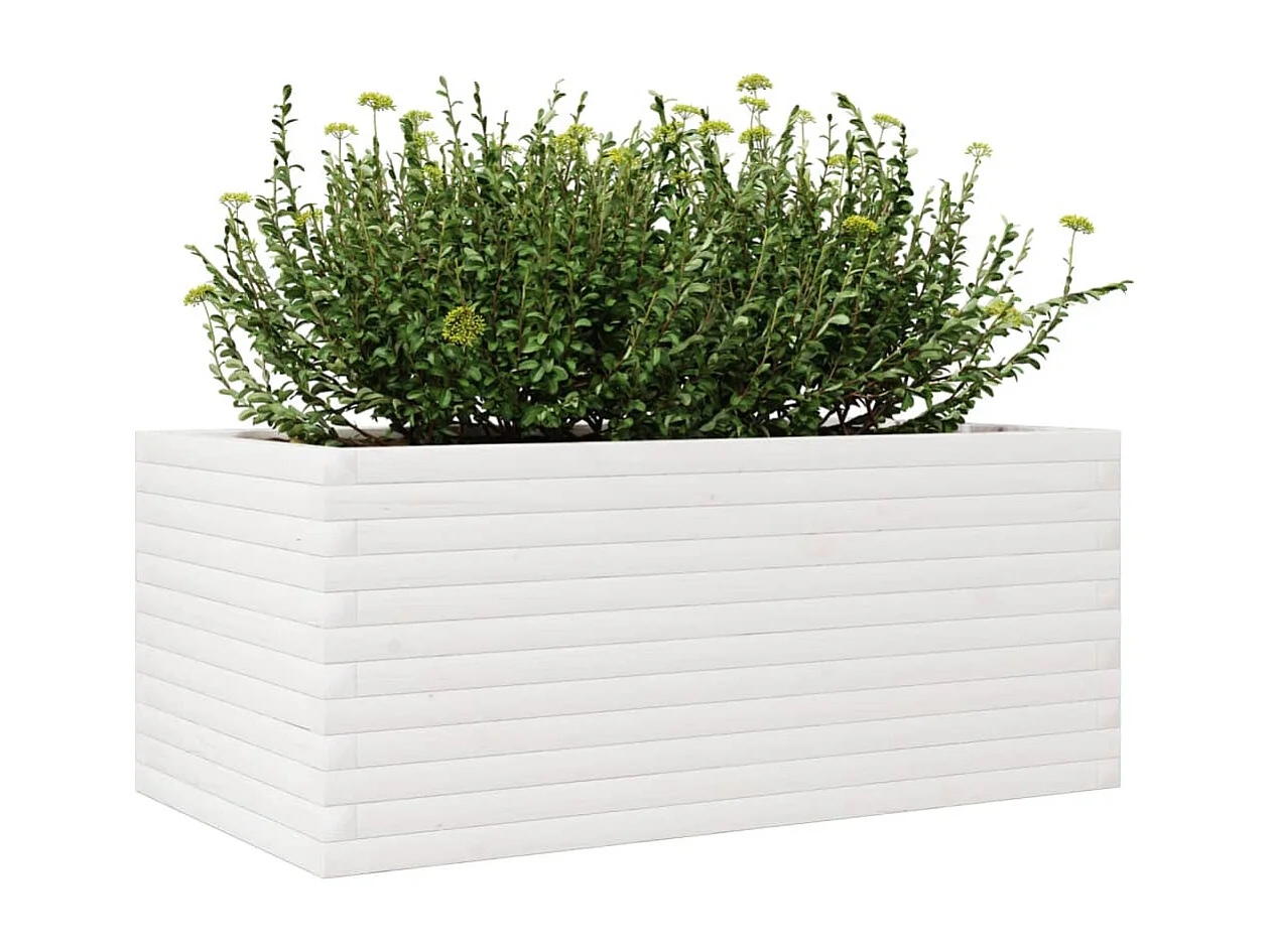 Plantenbak 110x60x46 cm massief grenenhout wit