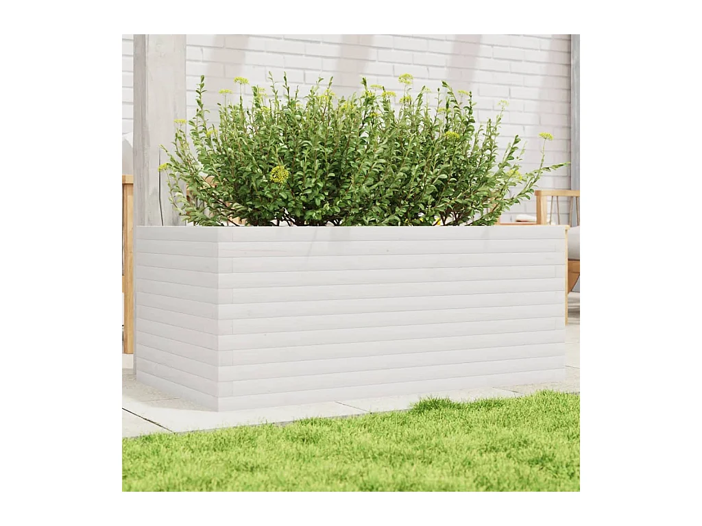 Fioriera da Giardino Bianca 110x60x46 cm Legno Massello di Pino