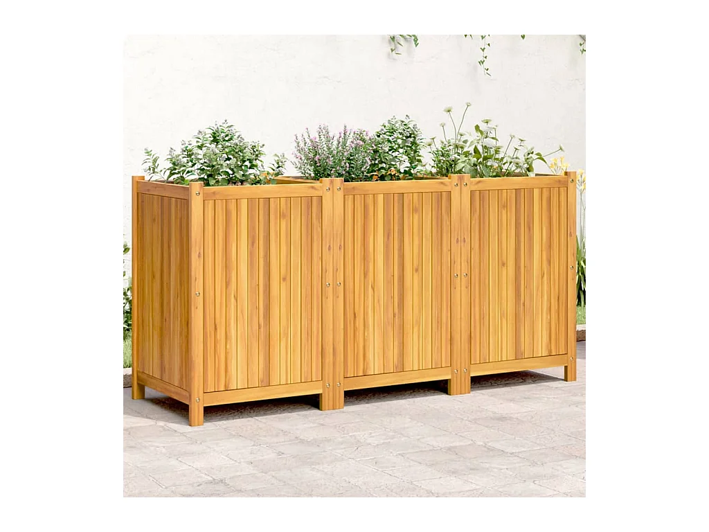 Fioriera Giardino con Rivestimento 150x50x75 cm Massello Acacia