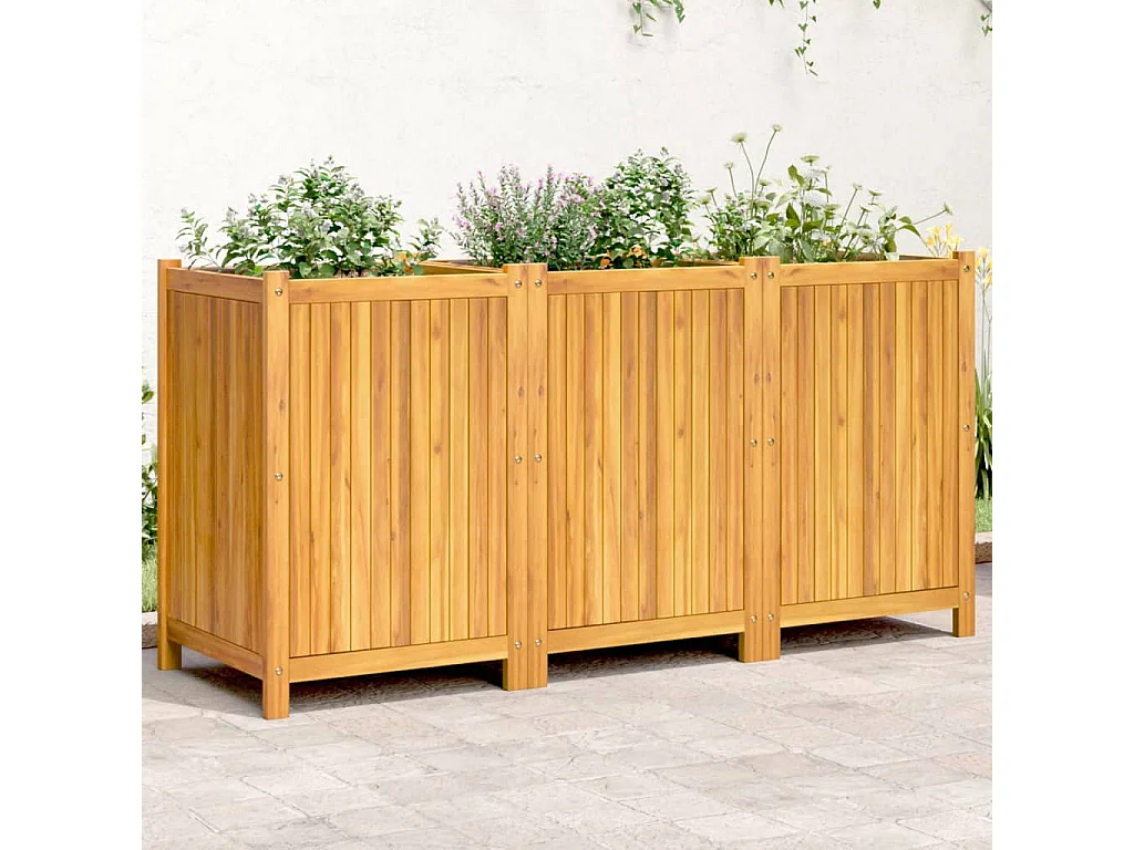 Jardinière avec doublure 150x50x75 cm bois massif d'acacia