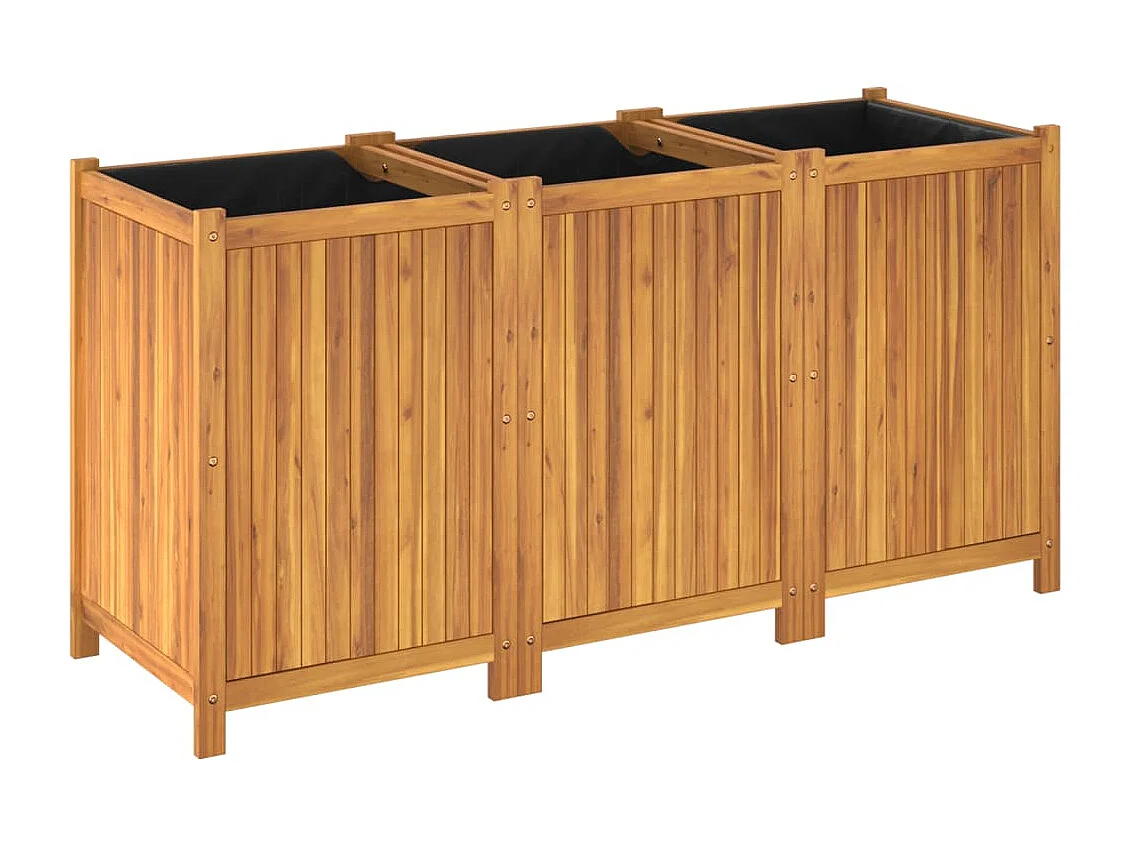 Jardinière avec doublure 150x50x75 cm bois massif d'acacia