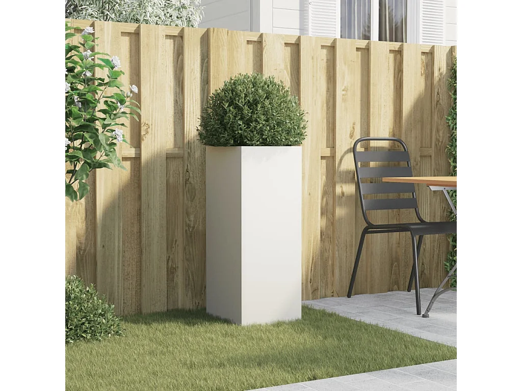 Vaso/floreira 32x29x75 cm aço branco