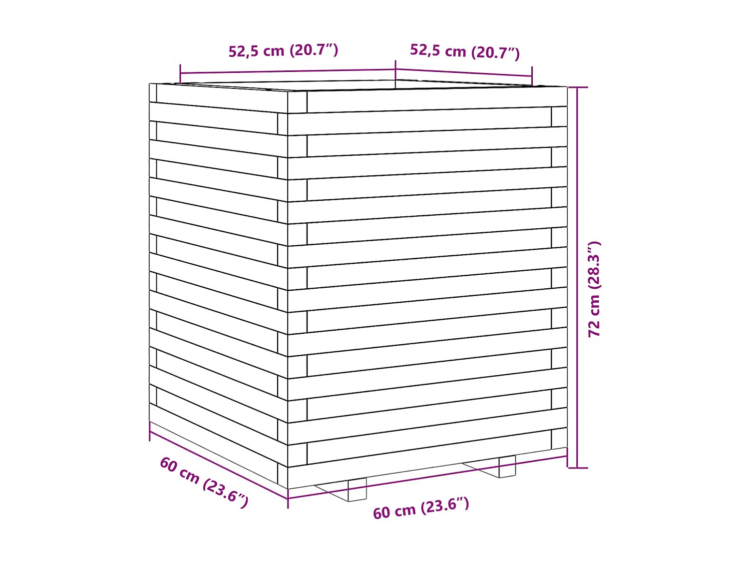 Pflanzkübel 60x60x72 cm Kiefernholz Imprägniert