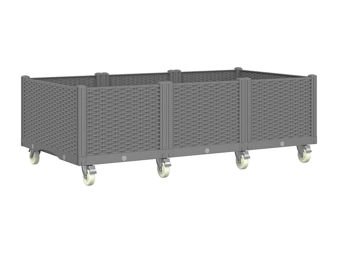 Fioriera da Giardino con Ruote Grigio Chiaro 150x80x54 cm in PP