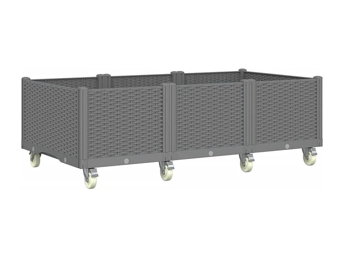 Fioriera da Giardino con Ruote Grigio Chiaro 150x80x54 cm in PP