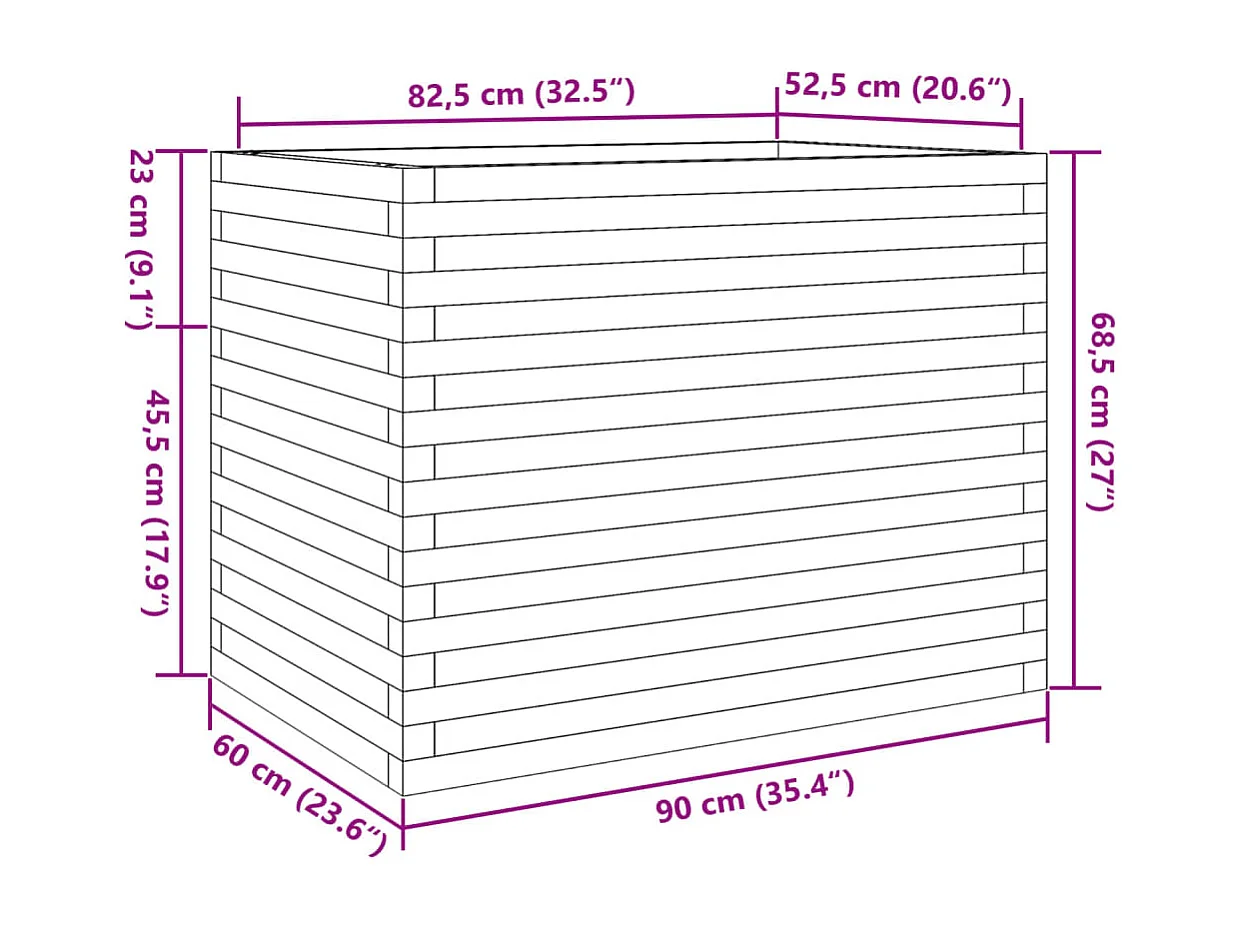 Jardinière blanc 90x60x68,5 cm bois de pin massif