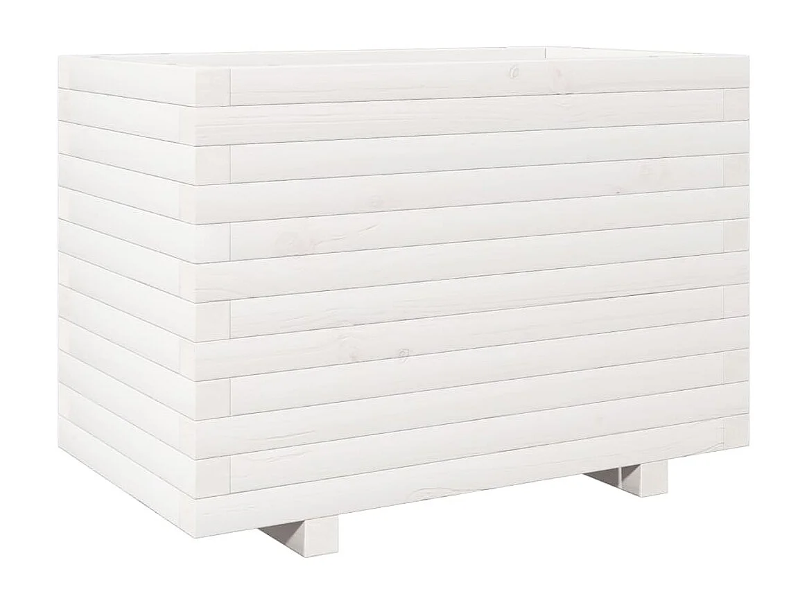Jardinière blanc 70x40x49,5 cm bois de pin massif