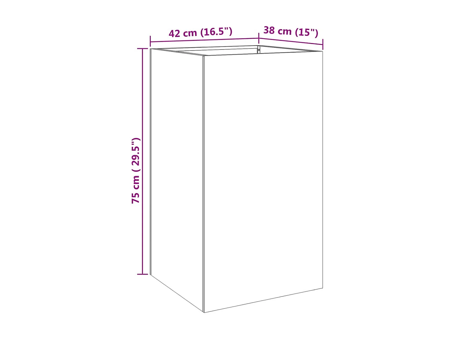 Fioriera Argento 42x38x75 cm in Acciaio Inox