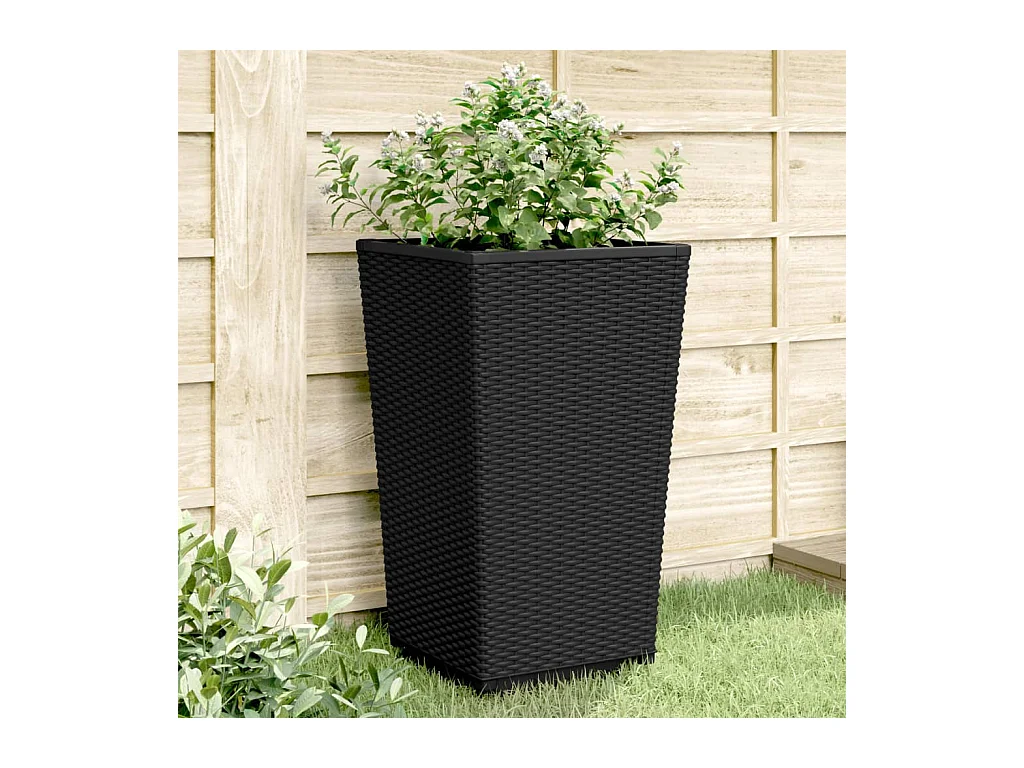 Fioriere da Giardino 4 pz Nere 32,5x32,5x57 cm in PP