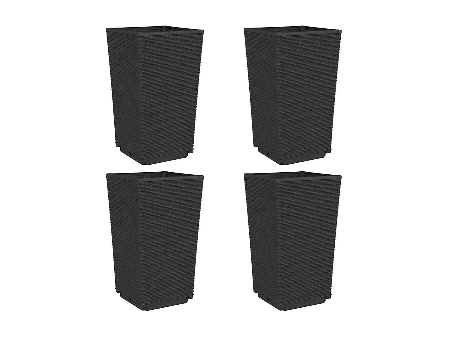 Jardinières 4 pcs noir 32,5x32,5x57 cm polypropylène